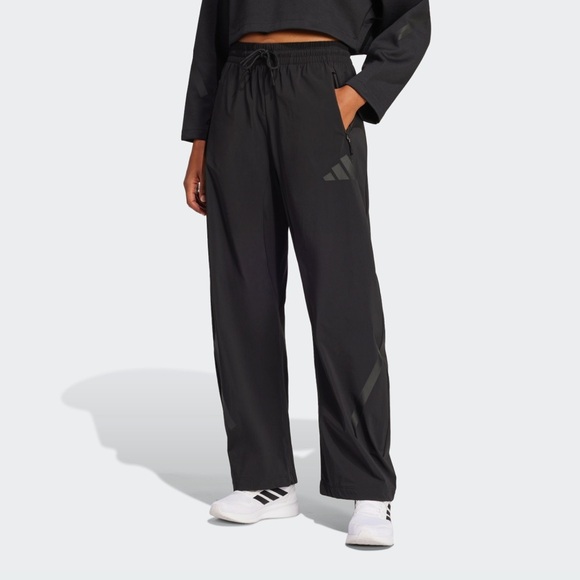 Adidas Women’s Z.N.E. Woven Pants Loose Fit Straight Leg Black NWT Medium - Picture 11 of 12